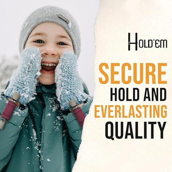 Hold’Em Mitten Glove Clips for Toddler & Kids Extra Tight Grip - Burgundy - Picture 5 of 6